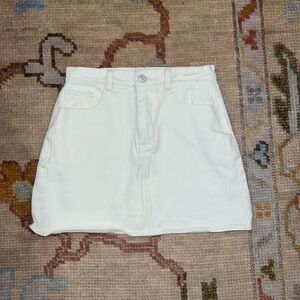 Cream Denim Mini Skirt
